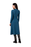 Elegant V-Neck Dress with Pleated Skirt and Pockets