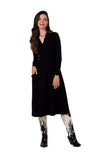 Elegant V-Neck Dress with Pleats and Chic Pockets