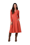 Elegant V-Neck Dress with Pockets and Chic Pleats