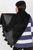 Cozy Openwork Scarf with Decorative Pom-Poms for Winter