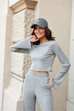Fashionable Ribbed Blouse with Extended Sleeves