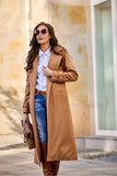Lined Waist-Tied Coat with Pockets and Back Slit