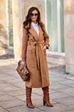 Lined Waist-Tied Coat with Pockets and Back Slit