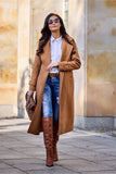 Lined Waist-Tied Coat with Pockets and Back Slit