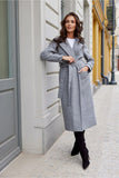 Waist-Tied Wool Coat with Pockets and Back Slit