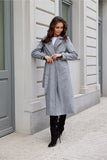Waist-Tied Wool Coat with Pockets and Back Slit