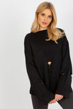Elegant Boat Neck Casual Sweater with Unique Holes Design