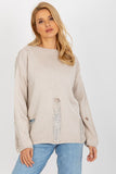 Elegant Boat Neck Casual Sweater with Unique Holes Design