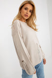 Elegant Boat Neck Casual Sweater with Unique Holes Design