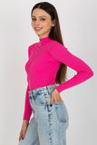 Elegant Turtleneck Blouse with Ribbed Fabric and Zircons