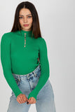 Elegant Turtleneck Blouse with Ribbed Fabric and Zircons