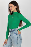Elegant Turtleneck Blouse with Ribbed Fabric and Zircons