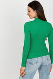 Elegant Turtleneck Blouse with Ribbed Fabric and Zircons