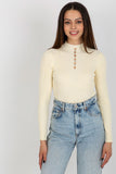 Elegant Turtleneck Blouse with Ribbed Fabric and Zircons