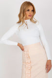Elegant Turtleneck Blouse with Ribbed Fabric and Zircons