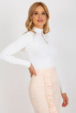 Elegant Turtleneck Blouse with Ribbed Fabric and Zircons