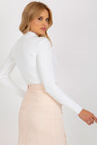 Elegant Turtleneck Blouse with Ribbed Fabric and Zircons