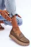 Stylish Women's Leather Slip-On Half Shoes with Platform