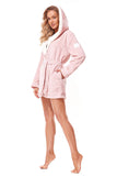 Cozy Short Light Pink Women's Bathrobe with Hood and Pockets