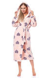 Cozy Pink Hooded Bathrobe with Heart Design and Pockets