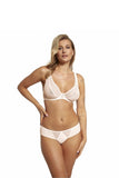 Elegant Ecru Bralette with Delicate Mesh and Bow Detail