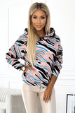 Stylish Hooded Kangaroo Sweatshirt in Wave Patterns