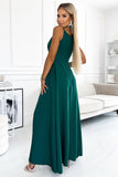 Elegant Green Maxi Dress with Straps and Slit Detail
