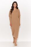 Chic long sweater dress with adjustable sleeves and heart neckline.