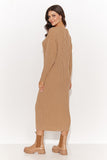Chic long sweater dress with adjustable sleeves and heart neckline.