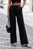 Elegant Straight-Leg Cropped Pants with High Waist Design