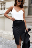 Classic Slit Skirt with Distinctive Topstitching