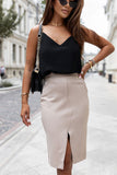 Modern Slit Skirt with Distinctive Topstitching