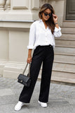 Classic Women's Shirt with Gold Buttons and Wide Cuffs