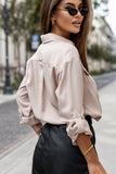 Beige Buttoned Shirt with Pockets and Roll-Up Sleeves
