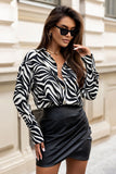 Zebra Print Women's Shirt with Gold Button Detail