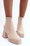 Eco-Suede Women's High Block Platform Boots with Zipper Closure