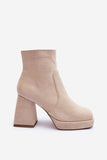 Eco-Suede Women's High Block Platform Boots with Zipper Closure