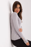 Charming Ribbed Sweater with Buttoned Sleeves for Elegance