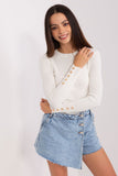 Charming Ribbed Sweater with Button Detail for Cozy Elegance