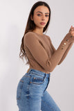 Charming Ribbed Sweater with Buttoned Sleeves for Elegance