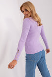 Charming Ribbed Sweater with Buttoned Sleeves for Elegance