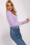 Charming Ribbed Sweater with Buttoned Sleeves for Elegance