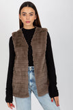 Brown Fur Vest with Hook Fastening and Lining