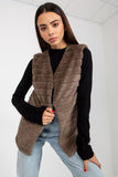Brown Fur Vest with Hook Fastening and Lining