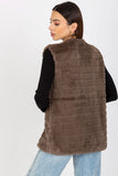 Brown Fur Vest with Hook Fastening and Lining