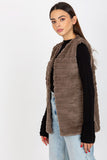 Brown Fur Vest with Hook Fastening and Lining