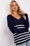 Elegant Striped V-Neck Women's Sweater for Any Occasion