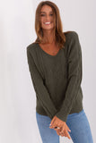 Elegant V-Neck Women's Sweater with Textured Design