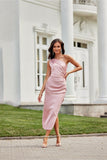 Elegant One-Shoulder Midi Dress with Subtle Side Slit