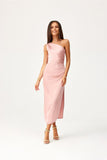 Elegant One-Shoulder Midi Dress with Subtle Side Slit